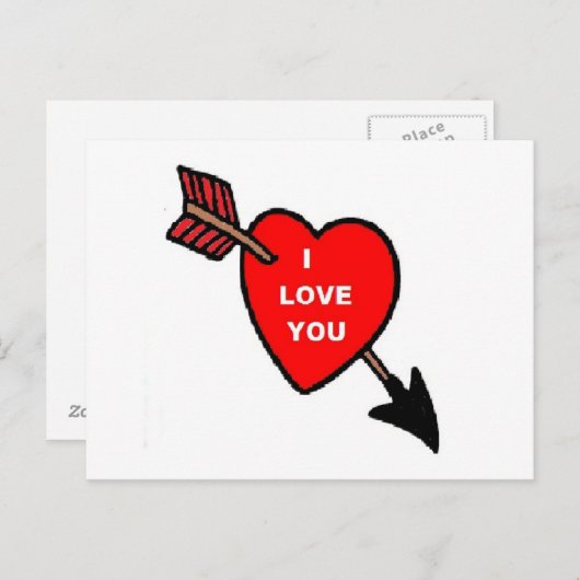 ポストカード矢印スルーハート赤、私はあなたを愛している ポストカード (正面/裏面)