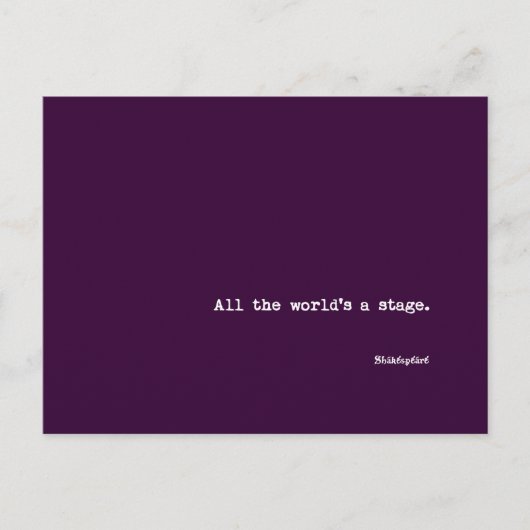 ポストカード - すべての世界は舞台 - シェイクスピア (正面)