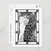 ポストカード:アールヌーボー・ピーコックのアートワーク – ザ・キス ポストカード (正面/裏面)