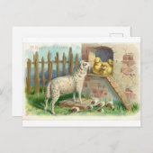 ポストカード：イースターの子羊と雛 ポストカード (正面/裏面)