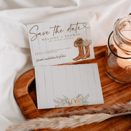 ポストカード - カントリーブーツとハットに花を添えて