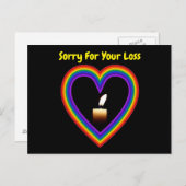 ポストカード キャンドル レインボー ハート あなたの損失を残念に思う (正面/裏面)