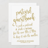 ポストカード ゲストブック ゴールド グリッター お手頃なサイン (正面/裏面)