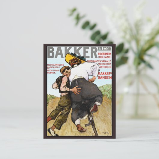 ポストカード:ゴム製の自転車タイヤ用ヴィンテージ広告 ポストカード (スタンド正面)