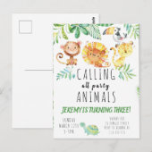 ポストカード ジャングルパーティー キッズ 招待状 (正面/裏面)