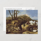 ポストカード：スパニエル犬が砂丘でウサギをスターキング ポストカード (正面/裏面)