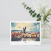 ポストカード チェコ共和国 プラハの夜 (スタンド正面)