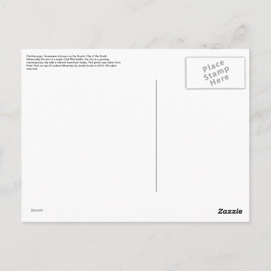 ポストカード – チャタヌーガTNとテネシー川 (裏面)