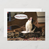 ポストカード、ハッピーバースデー、猫歌唱ギターケース ポストカード (正面/裏面)