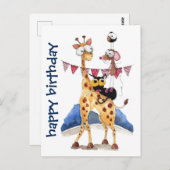 ポストカード - ファンシーな動物たちお誕生日おめでとう (正面/裏面)