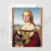 ポストカード：ユニコーンを持つ女性 ポストカード (正面/裏面)