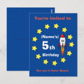 ポストカード - ロケット船 オーダーメイド 誕生日 - 名前を追加 (正面/裏面)