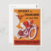 ポストカード – ヴィンテージフランスのオートバイポスター (正面/裏面)