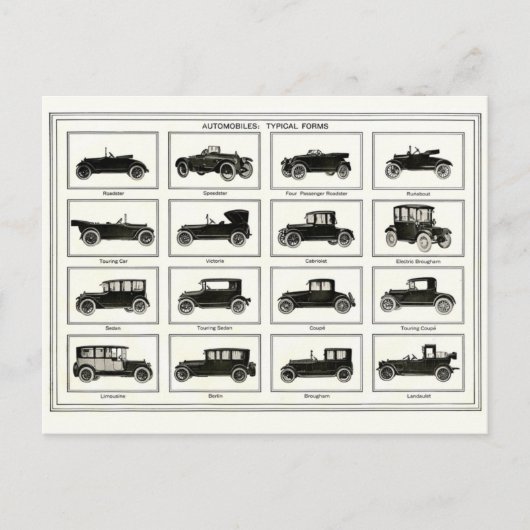 ポストカード – ヴィンテージ自動車イラストレーション (正面)
