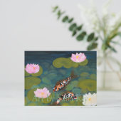 ポストカード.二つのコイ魚 ポストカード (スタンド正面)