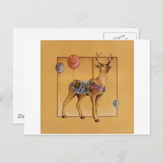 ポストカード – 回転木馬トナカイまたはエルク (正面/裏面)
