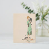 ポストカード - 女性と猫 - フランス人アーティスト (スタンド正面)