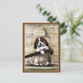 ポストカード： "子犬、4週間の古い" ポストカード (スタンド正面)