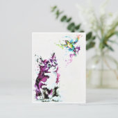 ポストカード - 子猫とハチドリ (スタンド正面)