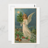 ポストカード:小さな木を持つクリスマスエンジェル ポストカード (正面/裏面)