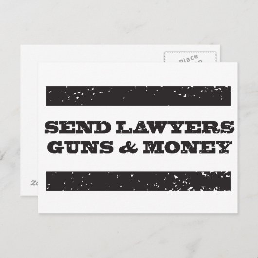 ポストカード - 弁護士と銃と金を送れ (正面/裏面)