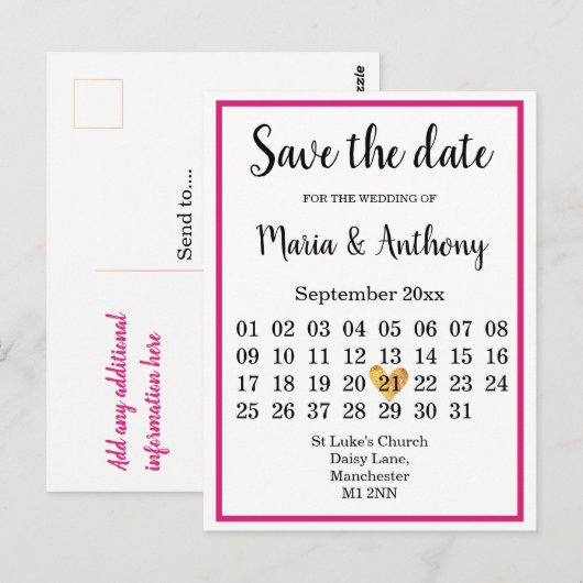 ポストカード – 日付を保存 (正面/裏面)