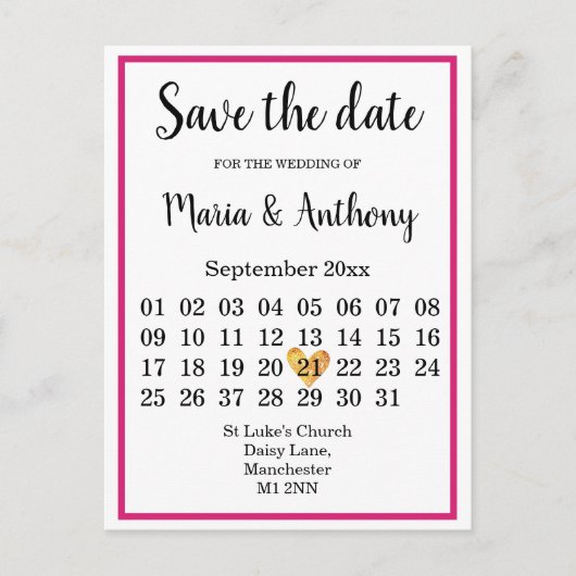 ポストカード – 日付を保存 (正面)