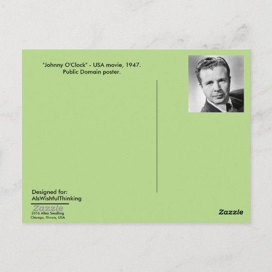 ポストカード – 映画ポスター「ジョニー・オクロック」、1947 (裏面)
