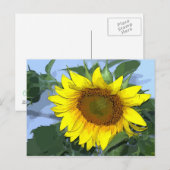 ポストカード　漫画効果の黄色いひまわり ポストカード (正面/裏面)