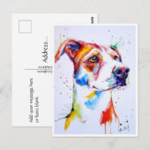 ポストカード - 犬の子犬の水彩画 (正面/裏面)