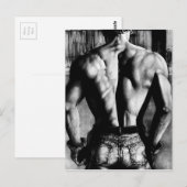 ポストカード 男性 ボディビルダー タイトなジーンズ アート (正面/裏面)