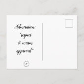 ポストカード – 称賛："尊敬と暖かい承認。 (裏面)