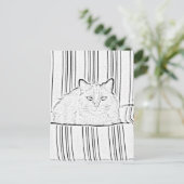 ポストカード - 縞模様の椅子の猫を塗り絵に (スタンド正面)