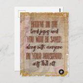 ポストカード - 聖書の言葉 使徒の働き 16:31 新ライブ訳 (正面/裏面)