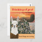 ポストカード。 良いことがやってくる ママラマ ポストカード (正面/裏面)