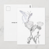 ポストカード - 色付けする蝶と花 (正面/裏面)