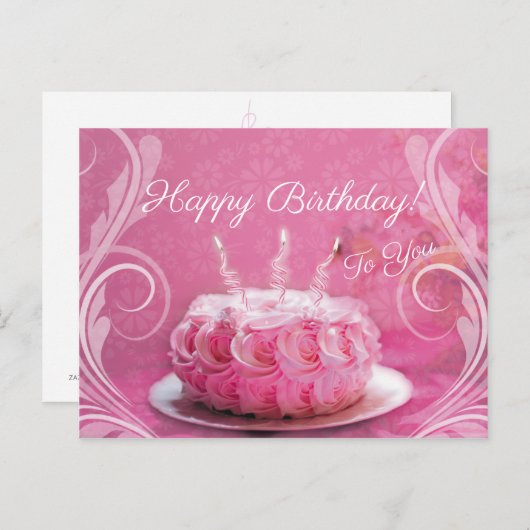 ポストカード - 誕生日ケーキ (正面/裏面)