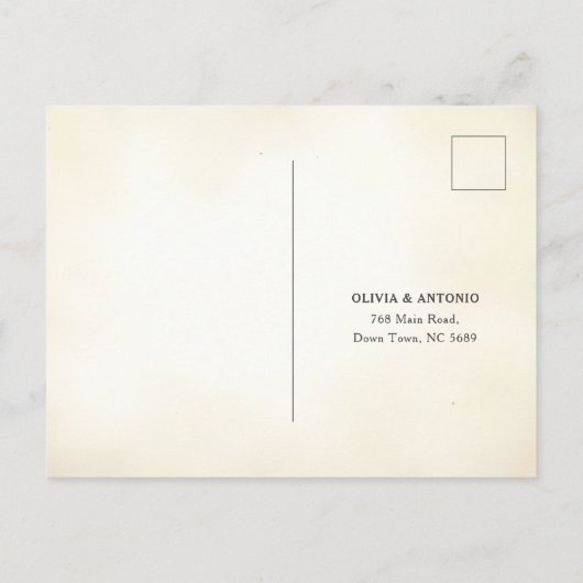 ポストカード 返信 バーガンディ & アイボリー エレガント (裏面)