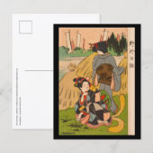ポストカード - 野原の日本浮世絵の狐 (正面/裏面)
