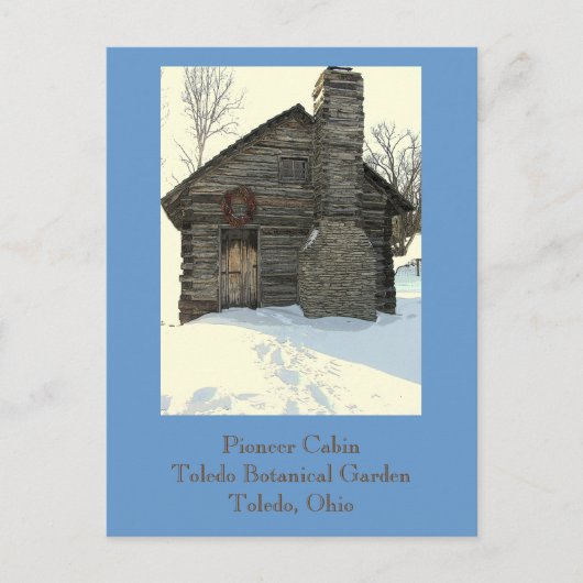 ポストカード, "雪の rustic Pioneer Cabin" ポストカード (正面)