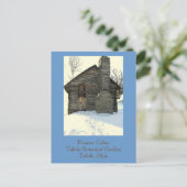 ポストカード, "雪の rustic Pioneer Cabin" ポストカード (スタンド正面)