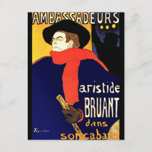 ポストカード： Aristide Bruant by Toulouse-Laurec ポストカード