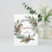 ポストカード Aspen Wreath with Pinecones クリスマス (スタンド正面)
