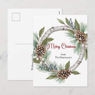 ポストカード Aspen Wreath with Pinecones クリスマス