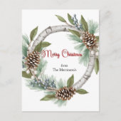 ポストカード Aspen Wreath with Pinecones クリスマス (正面)