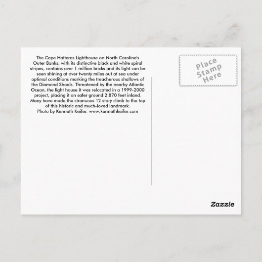 ポストカード – Cape Hatteras Light house (裏面)