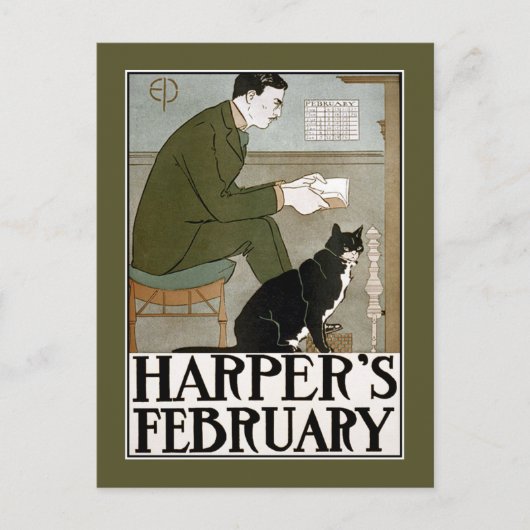 ポストカード： Harper's February by Edward Penfield ポストカード (正面)