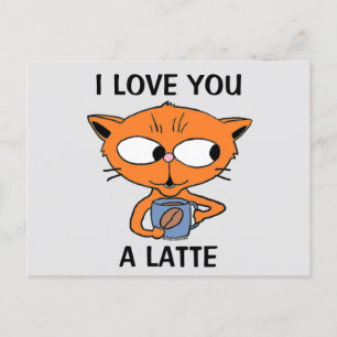 ポストカード - I LOVE YOU A LATTE コーヒーパン・ユーモラス