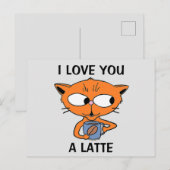 ポストカード - I LOVE YOU A LATTE コーヒーパン・ユーモラス (正面/裏面)