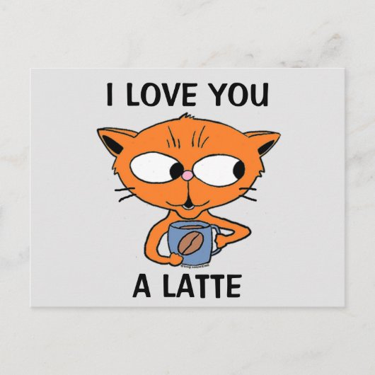 ポストカード - I LOVE YOU A LATTE コーヒーパン・ユーモラス (正面)